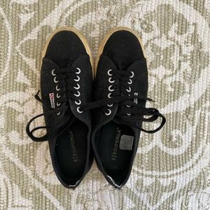 Superga Platform Black/Off White Sole Sneaker